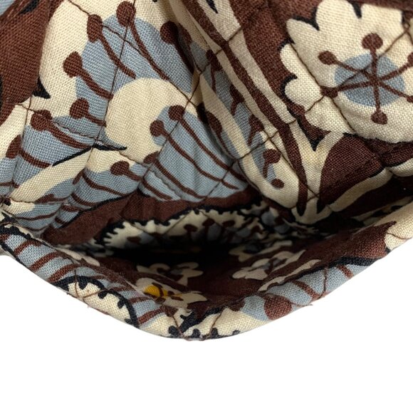 Vera Bradley Slate Blooms Brown/Blue Floral Cotton Quilted Zip Tote Shoulder Bag - Picture 4 of 10